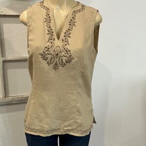 Josephine Chaus Tan Embroidered Tank Top